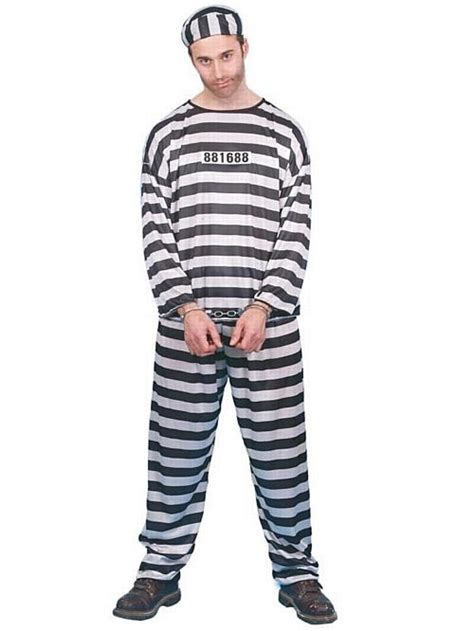 Striped Convict Full Suit Includes Hat Great For Any Fancy Dress Or