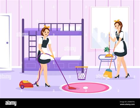 Professional Girl Maid Illustration Of Cleaning Service Wearing Her