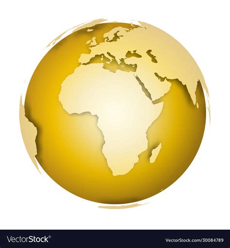 Golden Earth Globe 3d World Map With Metallic Vector Image