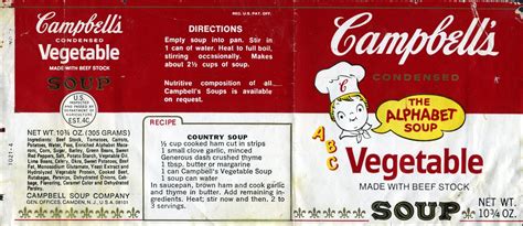 Campbell S ABC Alphabet Vegetable Soup Can Label 1970 Flickr