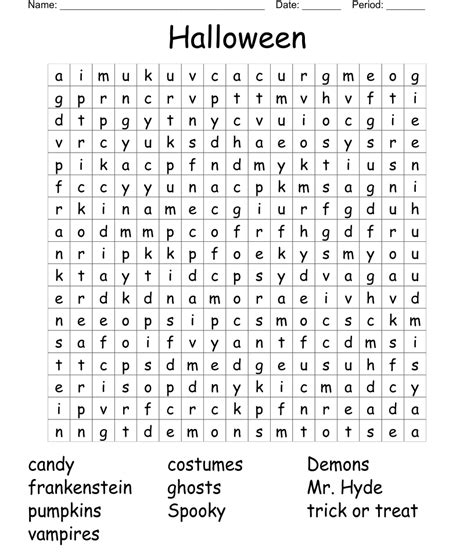 Halloween Word Search Wordmint