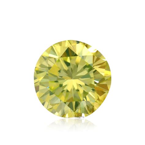 034 Carat Fancy Intense Green Yellow Diamond Round Shape Vs2