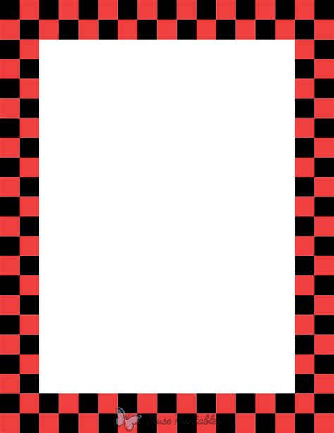 Printable Black And Red Checkered Page Border