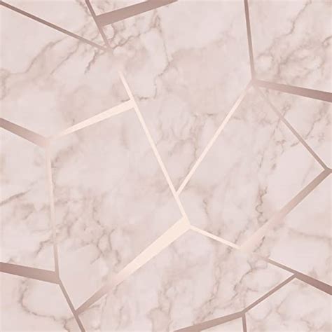 Fractal Geometric Marble Wallpaper Rose Gold Fine Decor Fd42264