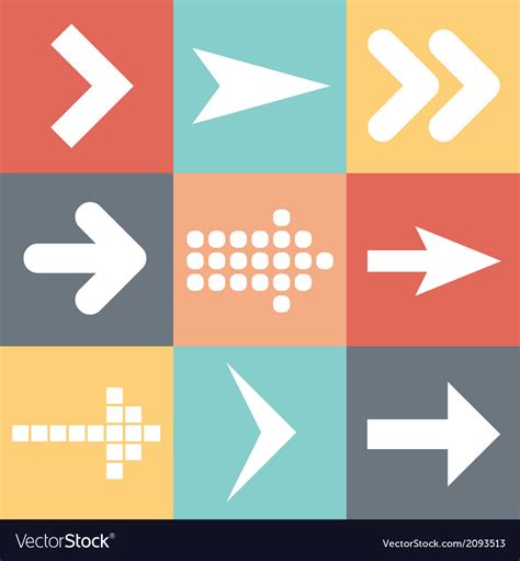 Set Arrow Icons Flat Ui Web Design Elements Trend Vector Image