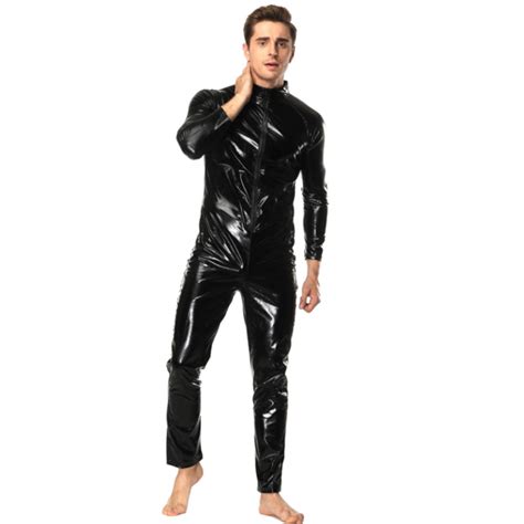 Black Sexy Jumpsuit Latex Catsuits For Men Laidtex