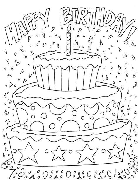 Free Printable Birthday Card Coloring Pages Printable Templates
