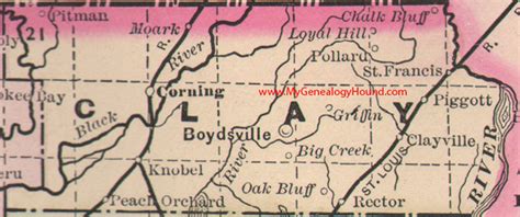 Clay County Arkansas 1889 Map