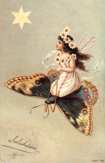 Fairy And Butterfly On An Antique Postcard Fairy Angel Fairy Art