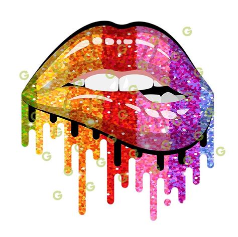Rainbow Glitter Drip Lips Svg Svged