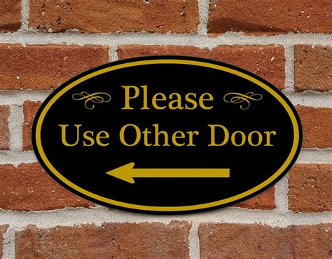 Please Use Other Door Sign With Left Arrow Aluminum Oval Etsy