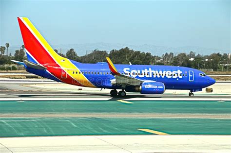 Southwest Airlines Passenger Jet Lands At Los Angeles International