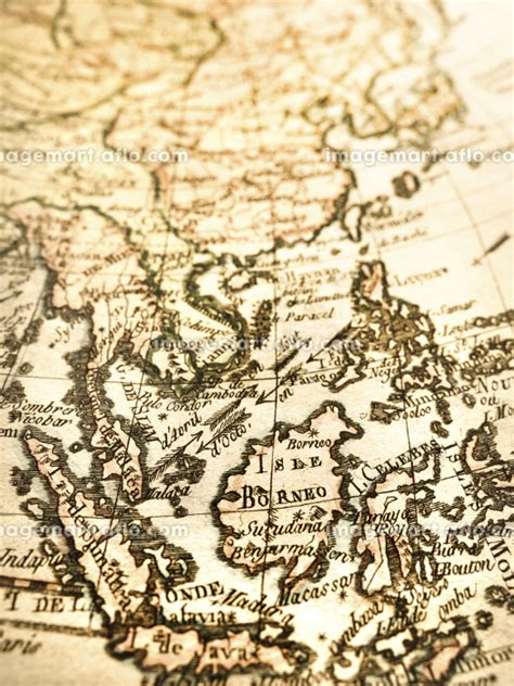 アンティークの世界地図 東南アジアの写真素材 [106851228] イメージマート