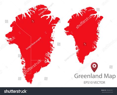 Couple Set Mapred Map Greenlandvector Eps10 Stock Vector Royalty Free