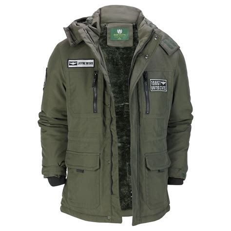 Mens Warm Winter Full Fur Lined Jacket Retro Military Style Detachable ...