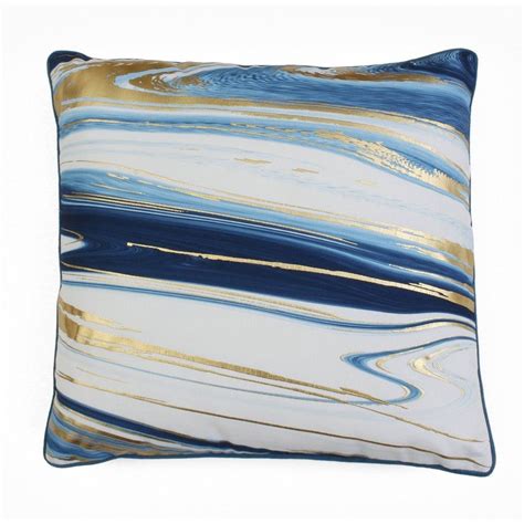 20x20 Oversize Kia Marble Raised Foil Square Throw Pillow Blue