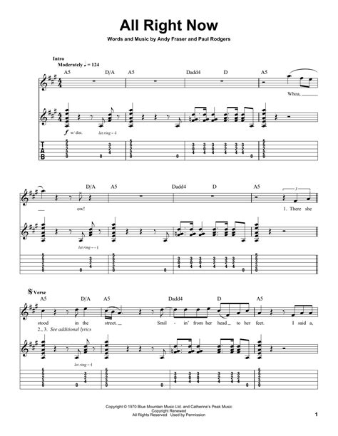 All right, you have a point but i still think we. All Right Now Sheet Music | Free | Guitar Tab (Single Guitar)