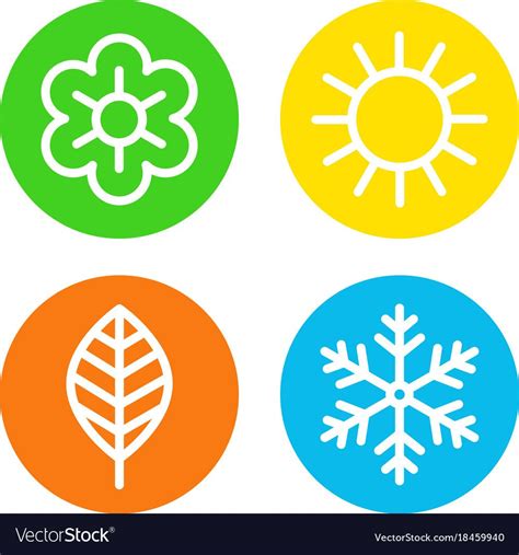 Four Seasons Logo Set Spring Summer Autumn And Winter Round Icons