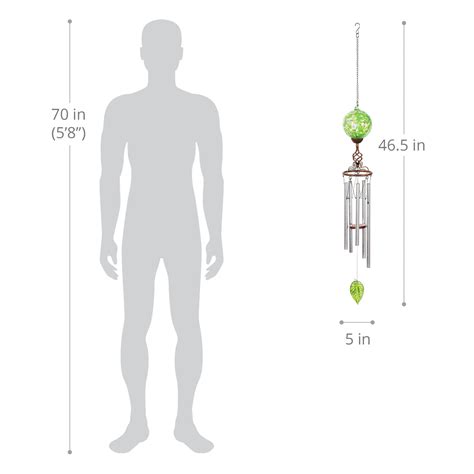 Solar Green Glass Ball Wind Chime With Metal Finial