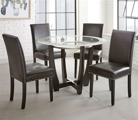Bring modern glamour into the dining room with the. Steve Silver Verano 5pc Contemporary 45" Round Glass Top ...