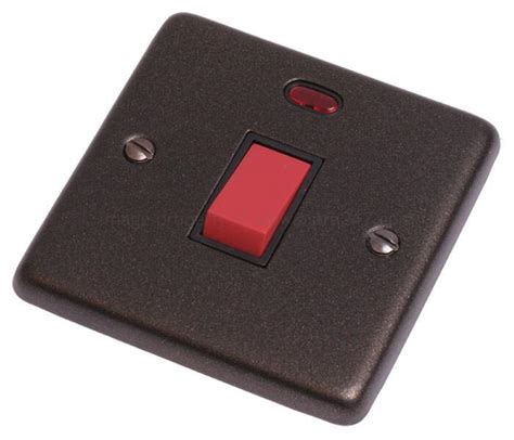 Graphite 45a Dp Switch With Neon 1 Gang With Black Interior