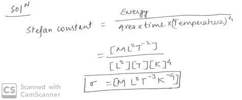 The Dimensional Formula For Stefans Constant Is