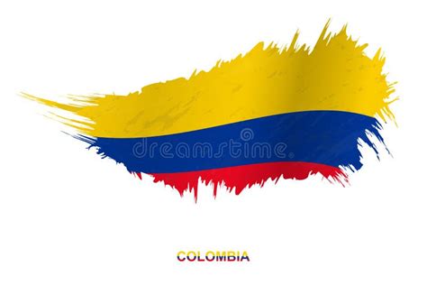 Flag Of Colombia In Grunge Style With Waving Effect Stock Vector