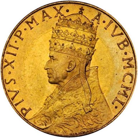 Vatican 100 Lire Gold Coin Of 1950world Banknotes And Coins Pictures