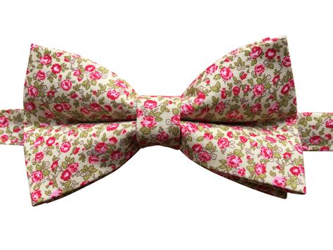 Pink Floral Bow Tie On Green Blue Eyes Bow Ties