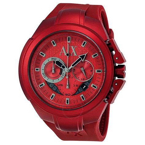 Armani Exchange Chronograph Red Dial Red Aluminium Mens Watch Ax1186