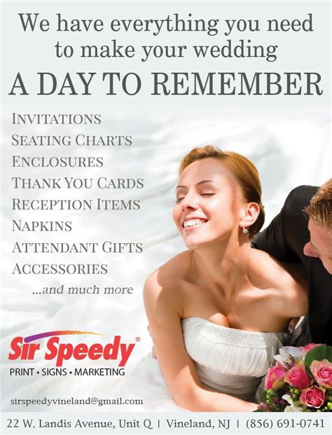 Every couple's dream can come to life with invitation suites, accessories and more. Sir Speedy Vineland: Everything you need to make your ...