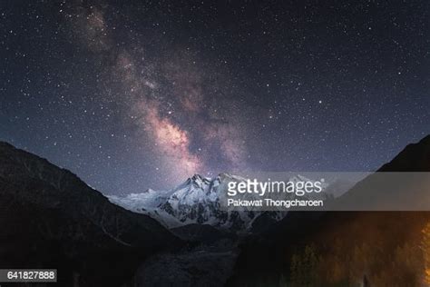 Nanga Parbat Under Milky Way From Fairy Meadows Pakistan High Res Stock