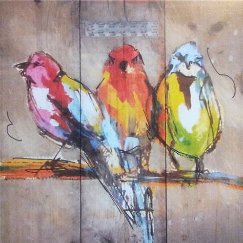 vogeltjes geschilderd op steigerhout Abstrakt malen Vögel kunst Malerei