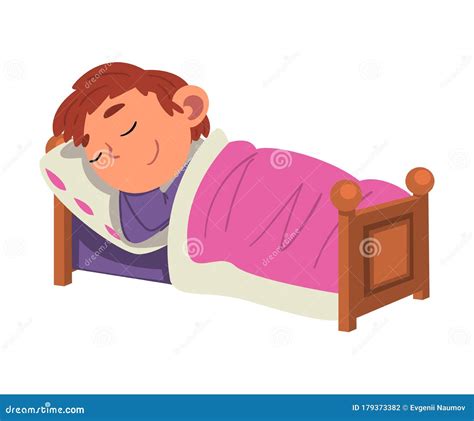 Cute Boy Sleeping In His Bed Preschool Kid Daily Routine Activity