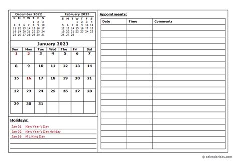 Free Printable Appointment Sheets 2023

