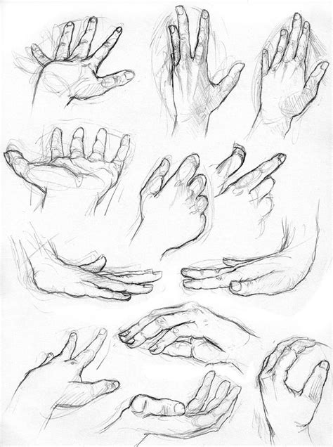 Several Hands Are Shown In This Drawing