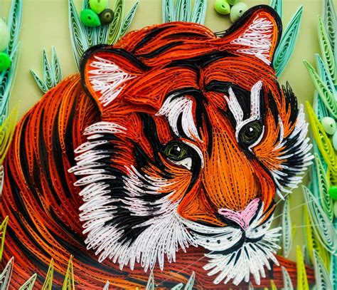 The Quilled Tiger Framed And Matted Artwork Etsy