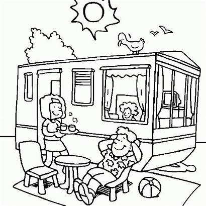 Caravan Camping Roulotte Vacances Coloriage Vacaciones Verano