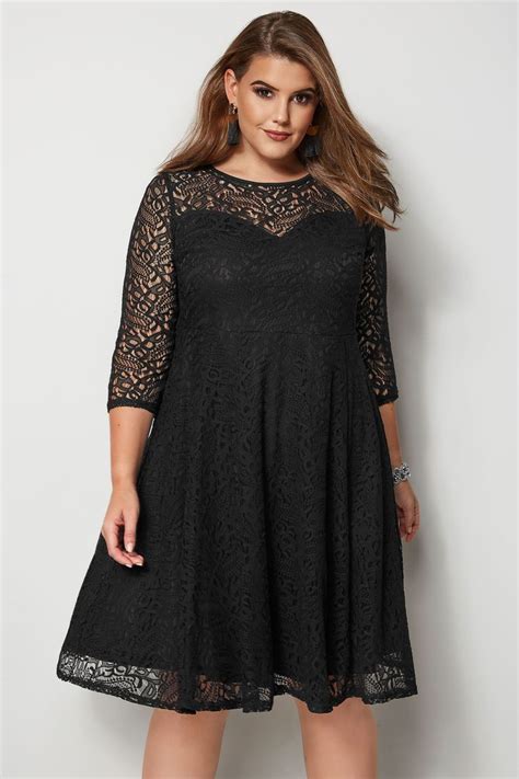 Daisy Date Black Lace Skater Dress Dresstf