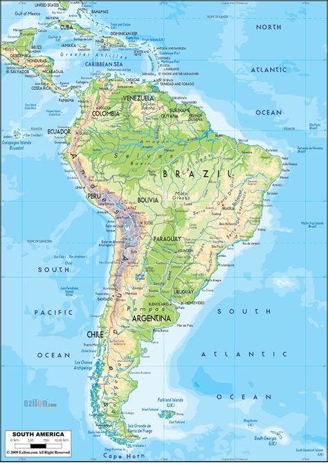 Physical Map Of South America South America Map South American Maps