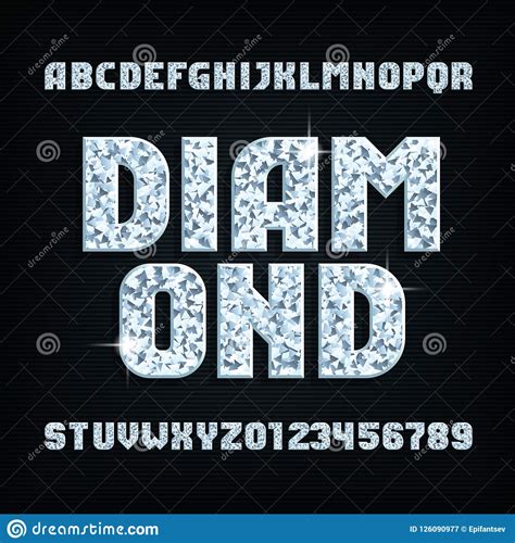 Diamond Crystal Alphabet Font Shiny Bright Letters Symbols And