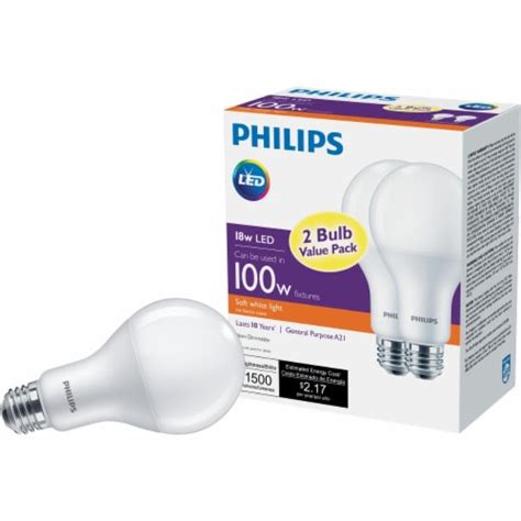 Philips 100w Equivalent Soft White A21 Medium Led Light Bulb 2 Pack