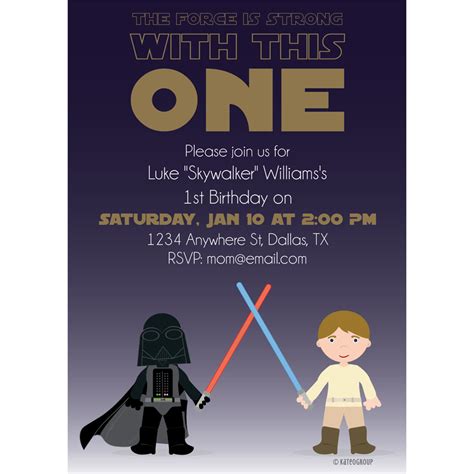 Starwars First Birthday Party Invitation Simply Noted