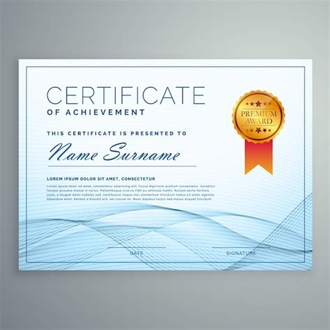 Premium Vector Abstract Certificate Award Design Tempate With Blue