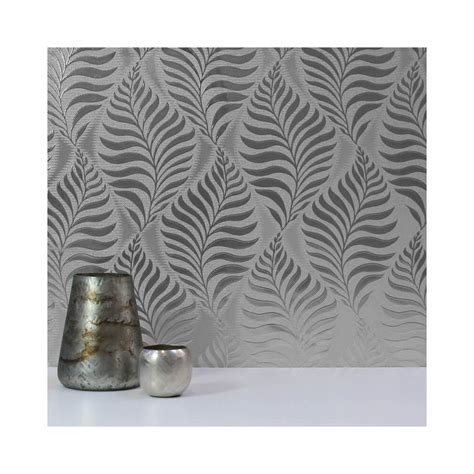 Arthouse Leaf Design Modern Foil Metallic Textured Vinyl Wallpaper 901804
