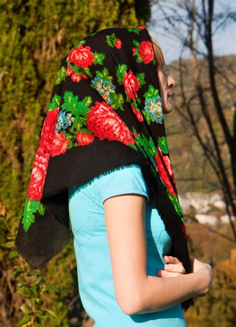 russian head scarf babushka scarf floral shawl piano shawl etsy