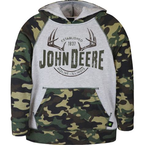 John Deere Børne Hoodie Lysegråcamouflage