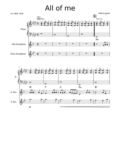 Compositions for different skill levels. All Of Me Piano/Alto Sax sheet music for Piano, Alto Saxophone download free in PDF or MIDI