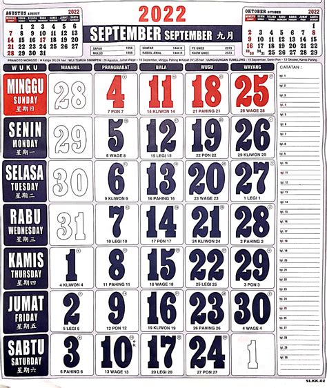 Kalender September Lengkap Dengan Tanggal Merah Dan Keterangannya