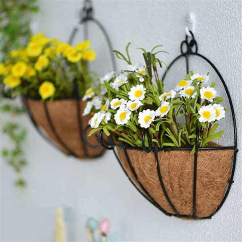 Ximi Wicker Rattan Flower Basket Plant Pot Holder Home Wall Hanging